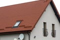 Roof of a new house made from yellow roofing tiles Royalty Free Stock Photo