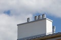 Roof of the new modern house with gutter and ventilation chimneys Royalty Free Stock Photo