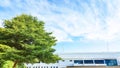 roof of office building trees sky Royalty Free Stock Photo