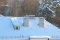 The roof of an old house in the snow in winter Royalty Free Stock Photo