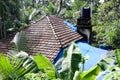 roof of an old house with terracotta clay tiles Royalty Free Stock Photo