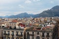 From the roof of Palermo Cathedral you can see amazing cityscape of Palermo. Beautiful tiled roofs of old houses. Nice mountain. Royalty Free Stock Photo