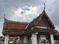 Roof of Pier entrance to Kanlayanamit Temple in Bangkok Thailand