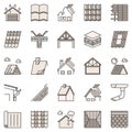 Roof Repair colored icons set. Roofing and Housetop concept signs