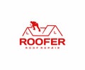 Roof repair and maintenance logo design. Roofing work vector design