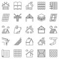 Roof Repair outline icons set - Housetop and Roofing vector signs