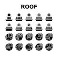 Roof Replacement Job Collection Icons Set Vector