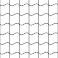 Roof seamless pattern. Wave tile. Repeating waves surface. Tiling repeat geometric grid. Repeated roofing. Black rooftop wavy