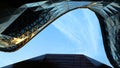 Roof of Shanghai World Expo Memorial Hall with blue sky.