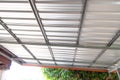 Roof silver steel strong metal structure large made with plate aluminum.
