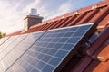 Roof with solar panel - photovoltaic Royalty Free Stock Photo