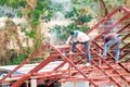 Roof steel architecture under construction