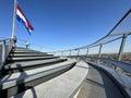 The roof structure of Vukovar water tower with a panoramic view of Vukovar and Danube / Krovna konstrukcija vukovarskog vodotornja Royalty Free Stock Photo