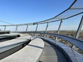 The roof structure of Vukovar water tower with a panoramic view of Vukovar and Danube / Krovna konstrukcija vukovarskog vodotornja Royalty Free Stock Photo