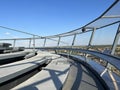 The roof structure of Vukovar water tower with a panoramic view of Vukovar and Danube / Krovna konstrukcija vukovarskog vodotornja Royalty Free Stock Photo