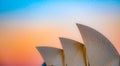 The roof of Sydney Opera House at orange sunset Royalty Free Stock Photo