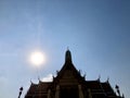 The roof of temple with silhouette blue sky Royalty Free Stock Photo