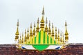 The roof of the temple Wat Sensoukaram in Louangphabang, Laos. Close-up. Royalty Free Stock Photo