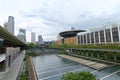 Roof terrace City Hall Wing, Singapore National Gallery, with dome & `flying saucer` of Old & current Supreme Court buildings Royalty Free Stock Photo