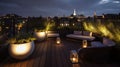 The roof terrace lighting up in the style of contemporary elegance, eco - friendly craftsmanship. Generative AI