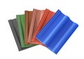 Roof tile. Colored. Building materials. On a white background.