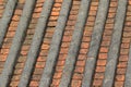 a roof tile pattern of orange, close up concept Royalty Free Stock Photo