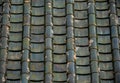 Roof tile seamless pattern for house covering in green,Close up Detail of Perfect roof green tiles texture,green roof background Royalty Free Stock Photo