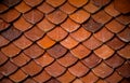 Roof tile seamless pattern for house covering in red,Close up Detail of Perfect roof red tiles texture,Red roof thai temple Royalty Free Stock Photo