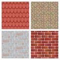 Roof tiles of classic texture and detail house seamless pattern material vector illustration Royalty Free Stock Photo