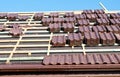 Roof tiles installation Royalty Free Stock Photo