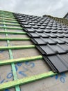 Roof tiles installation Royalty Free Stock Photo