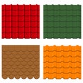 Roof tiles set. Collection of shingles and profiles, seamless constructions patterns. Vector.