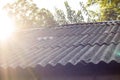 roof tiles and sky sunlight on the background Royalty Free Stock Photo