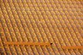 Roof with metallic yellow tiles. Royalty Free Stock Photo