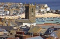 Roof top view of the harbour at St. Ives Cornwall, England