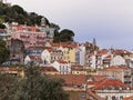 Roof top view of the Mouraria neighborhood in Lisbon, Portugal