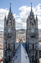 Roof and tower of the basilica in Quito, Ecuador Royalty Free Stock Photo