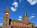 Roof and towers of Saint Peter and Paul church Wissembourg Royalty Free Stock Photo