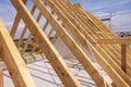 Roof truss in construction of a newly built house