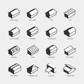 Roof types icon set