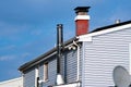Roof with ventilation pipe and flue terminal modern Royalty Free Stock Photo