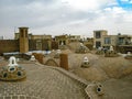 Roof view traditional persian Borujerdi house cooling tower, Kashan Iran