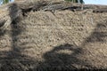 the roof of a villa made of dry haystacks Royalty Free Stock Photo