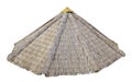 The roof of the village barn or beach umbrella is made of bundles of dry reed isolated