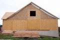 roof and walls of a new plywood house wooden job Royalty Free Stock Photo