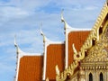 Roof of Wat Benjamaborphit, Temple in bangkok, thailand Royalty Free Stock Photo