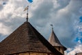 The roof of the watchtower of the ancient fortress Khotyn in Ukraine Royalty Free Stock Photo