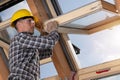 Roof Window Installation Final Check Royalty Free Stock Photo