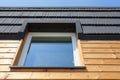 Roof Window on new wooden house closeup. Royalty Free Stock Photo