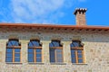 The roof and windows of the Monastery in Meteora, Greece Royalty Free Stock Photo